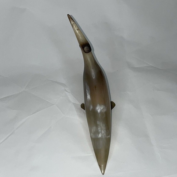 Hand Carved Hollow Horn Bird Standing Statue Figurine Sculpture Art Roadrunner - Picture 5 of 10